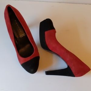 5th Avenue red/black leather suede heels-sz 9